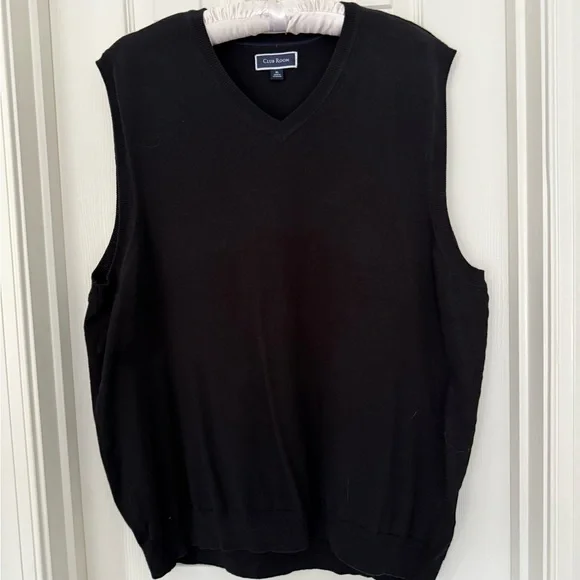 Club Room Men's Black V-Neck Sweater Vest - Picture 1 of 3